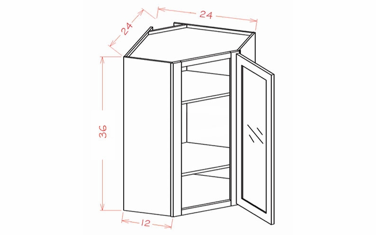 Edgeline DCW2436GD: Glass Door Diagonal Wall Cabinet: RTA Kitchen Cabinet