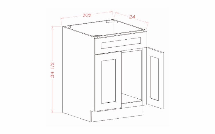 Edgeline SB30S: Sink Base Cabinet With Single Drawer Front: RTA Kitchen Cabinet