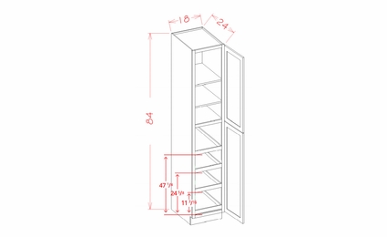 Edgeline U1884244RS: Four Rollout Shelf Utility Cabinet Kits - Two Doors: RTA Kitchen Cabinet