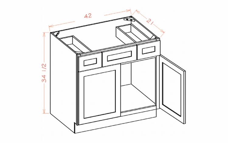 Edgeline VSD42: Vanity Combo Base Cabinet: RTA Kitchen Cabinet
