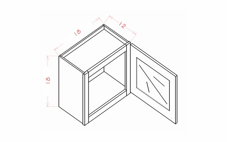 Edgeline W1818GD: Glass Door Wall Stacker Cabinet - Single Door: RTA Kitchen Cabinet