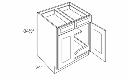Elegant Dove B33-POS1: 2 Door, 2 Drawer Base Cabinet With 1 Pull Out Shelf: Assembled Kitchen Cabinets