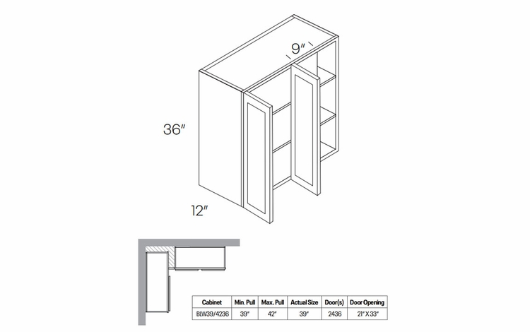Elegant Dove BLW39/4236: Blind Wall Cabinet: Assembled Kitchen Cabinets