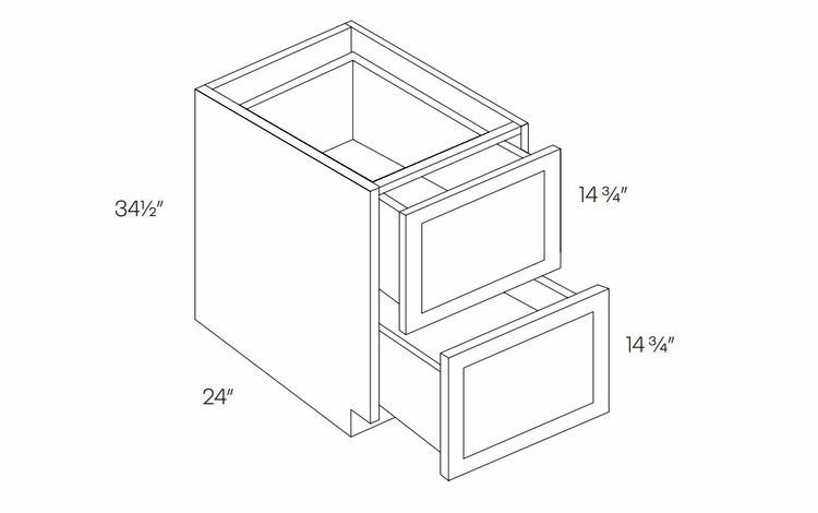 Elegant Dove DB24-2: 2-Drawer Base Cabinet: Assembled Kitchen Cabinets