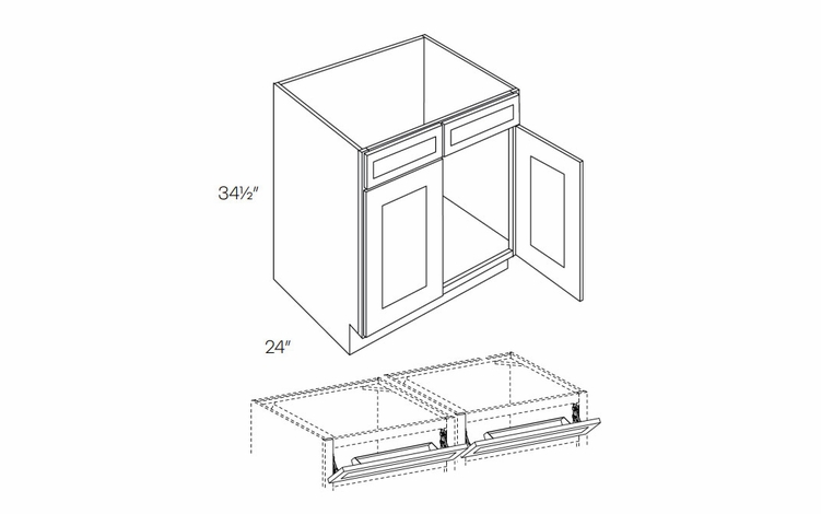 Elegant Dove SB42-TOT: Sink Base Cabinet With Tilt-Out Tray: Assembled Kitchen Cabinets