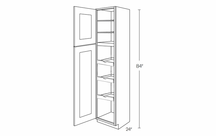 Elegant Dove UC1524X84L-POS3: Left Utility Cabinet With 3 Pull Out Shelves: Assembled Kitchen Cabinets