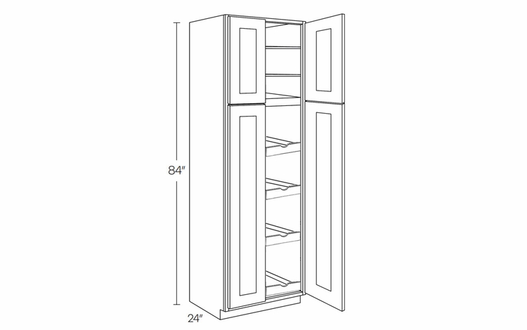 Elegant Dove UC2424X84-POS4: Utility Cabinet With 4 Pull Out Shelves: Assembled Kitchen Cabinets