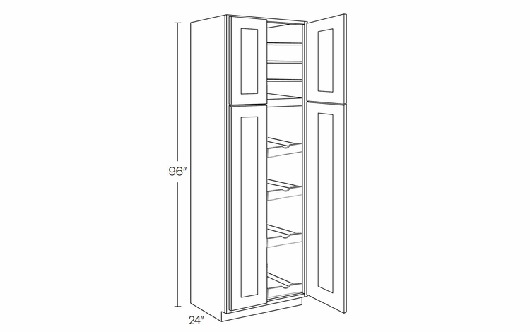 Elegant Dove UC2424X96-POS4: Utility Cabinet With 4 Pull Out Shelves: Assembled Kitchen Cabinets