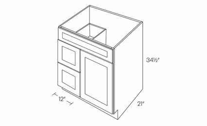 Elegant Dove V30DL: Vanity Base Cabinet, Left Drawers: Assembled Kitchen Cabinets