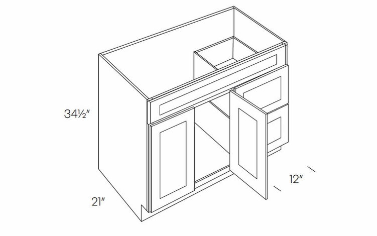 Elegant Dove V36DR: Vanity Base Cabinet, Right Drawers: Assembled Kitchen Cabinets