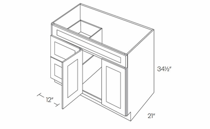 Elegant Dove V42DL: Vanity Base Cabinet, Left Drawers: Assembled Kitchen Cabinets