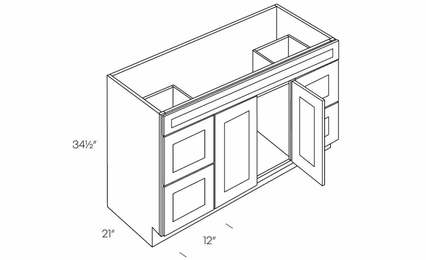 Elegant Dove V48DD: Vanity Base Cabinet With Drawers, Center Sink: Assembled Kitchen Cabinets