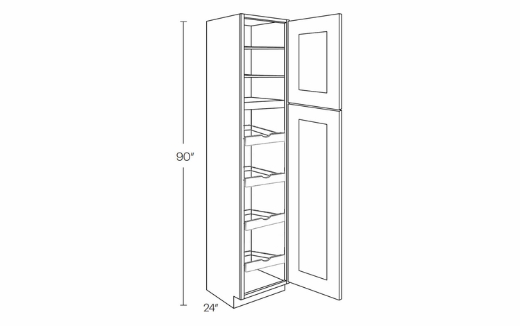 Elegant Ocean UC1524X90R-POS4: Right Utility Cabinet With 4 Pull Out Shelves: Assembled Kitchen Cabinets
