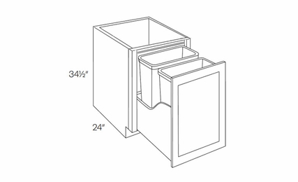 Elegant Smoky Grey BWBK18-FH: Full Height Wastebasket Base Cabinet: Assembled Kitchen Cabinets