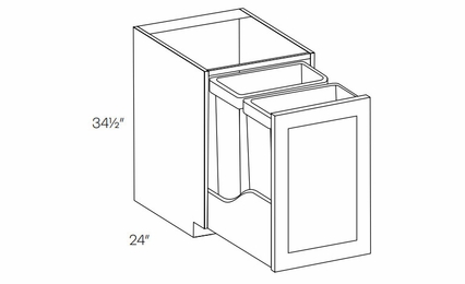 Elegant Smoky Grey BWBK21-FH: Full Height Wastebasket Base Cabinet: Assembled Kitchen Cabinets