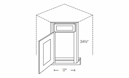 Elegant Smoky Grey CSF36L: Left Diagonal Corner Sink Front: Assembled Kitchen Cabinets