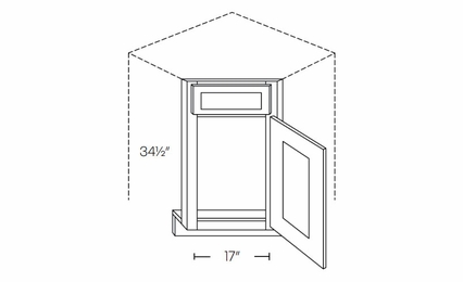 Elegant Smoky Grey CSF36R: Right Diagonal Corner Sink Front: Assembled Kitchen Cabinets