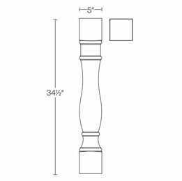 Elegant Smoky Grey POST5-R: 5" Roman Post: Assembled Kitchen Cabinets