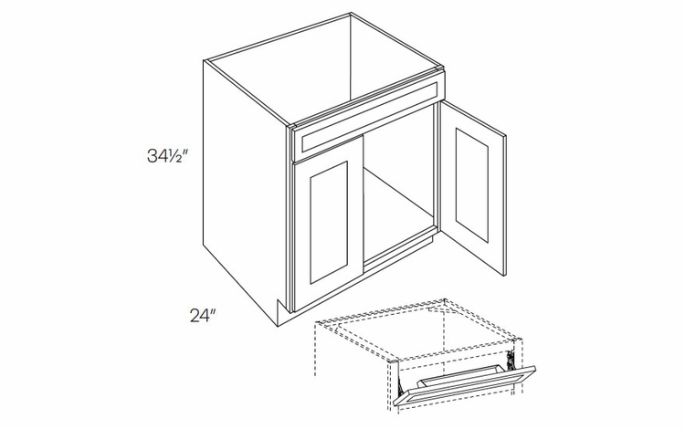 Elegant Smoky Grey SB27-TOT: Sink Base Cabinet With Tilt-Out Tray: Assembled Kitchen Cabinets