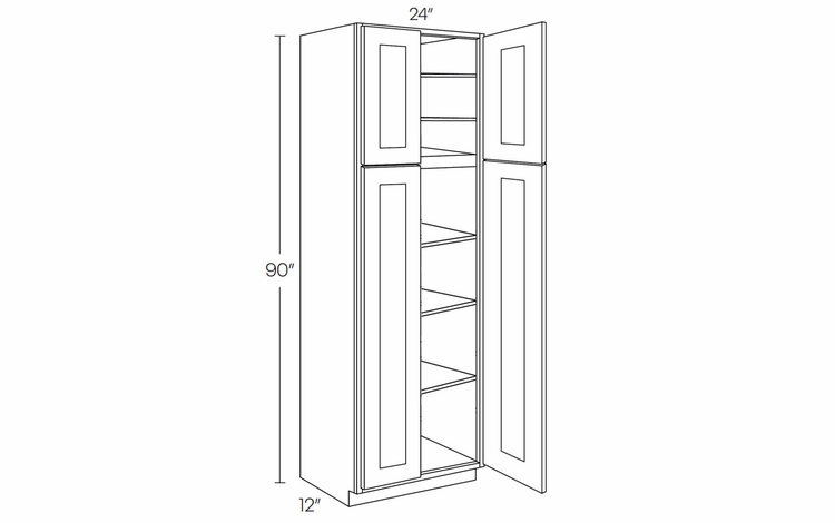 Elegant Smoky Grey UC2412X90: Utility Cabinet: Assembled Kitchen Cabinets