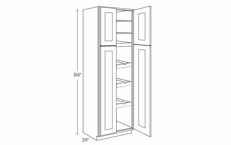 Elegant Smoky Grey UC3024X84-POS3: Utility Cabinet With 3 Pull Out Shelves: Assembled Kitchen Cabinets