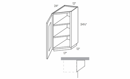 Elegant Stone BTC2412L: Angle Base End Cabinet Hinged Left: Assembled Kitchen Cabinets