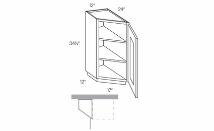 Elegant Stone BTC2412R: Angle Base End Cabinet Hinged Right: Assembled Kitchen Cabinets
