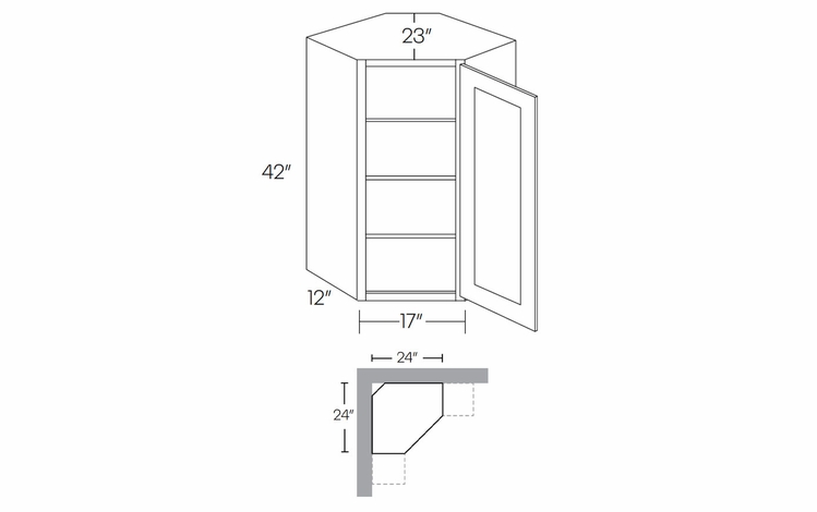 Elegant Stone CW2442: Diagonal Corner Wall Cabinet: Assembled Kitchen Cabinets