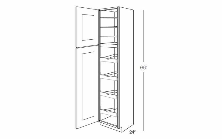 Elegant Stone UC1524X96L-POS4: Left Utility Cabinet With 4 Pull Out Shelves: Assembled Kitchen Cabinets