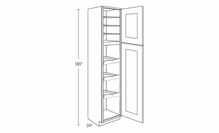 Elegant Stone UC1524X96R-POS3: Right Utility Cabinet With 3 Pull Out Shelves: Assembled Kitchen Cabinets