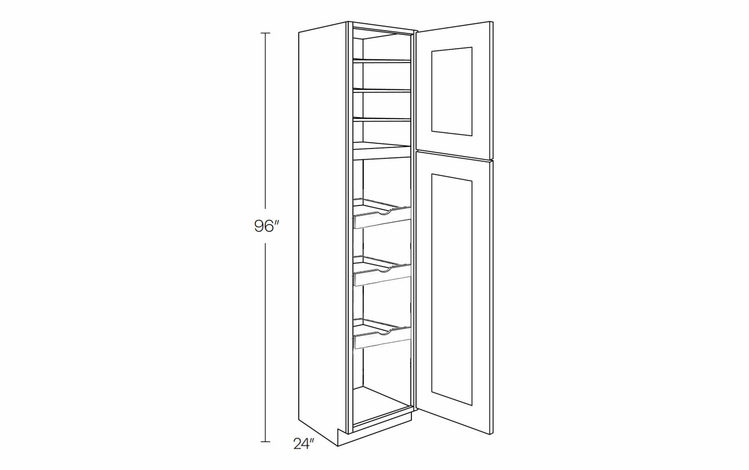 Elegant Stone UC1524X96R-POS3: Right Utility Cabinet With 3 Pull Out Shelves: Assembled Kitchen Cabinets