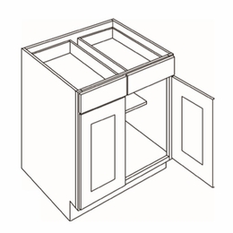 Elegant White B33: 2 Door, 2 Drawer Base Cabinet: Assembled Kitchen Cabinets