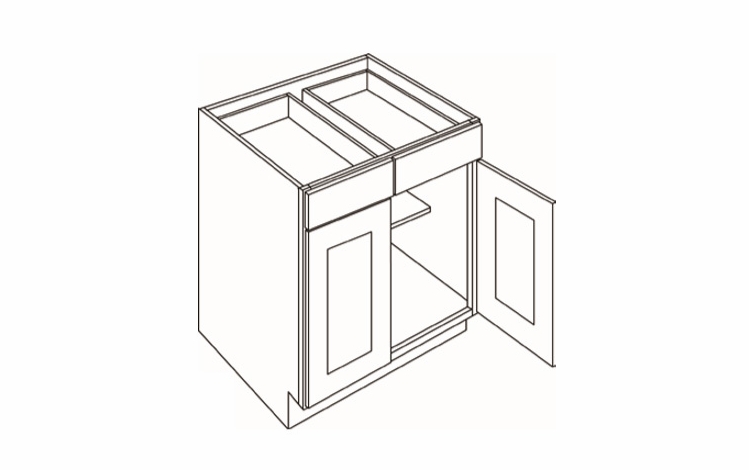 Elegant White B42: 2 Door, 2 Drawer Base Cabinet: Assembled Kitchen Cabinets