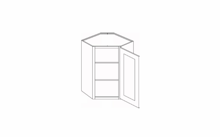 Elegant White CW2430: Diagonal Corner Wall Cabinet: Assembled Kitchen Cabinets
