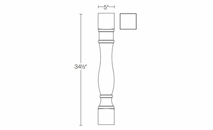 Elegant White POST5-R: 5" Roman Post: Assembled Kitchen Cabinets