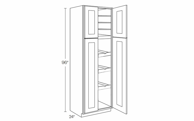 Elegant White UC3024X96-POS3: Utility Cabinet With 3 Pull Out Shelves: Assembled Kitchen Cabinets