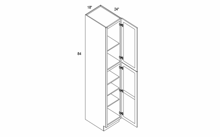 Element Ash P1884: 2 Door Pantry Cabinet: RTA Kitchen Cabinets