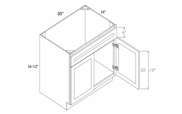 Element Ash SB30: Sink Base Cabinet With False Drawer Front: RTA Kitchen Cabinets