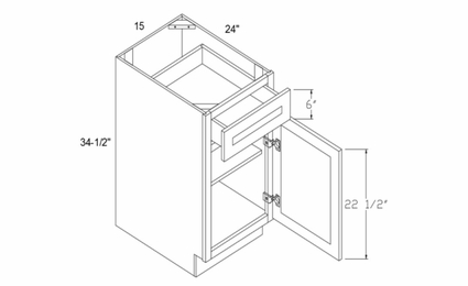 Element Glacier B15: Base Cabinet One Door One Drawer: RTA Kitchen Cabinets