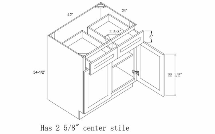 Element Glacier B42: Base Cabinet Two Doors Two Drawers: RTA Kitchen Cabinets
