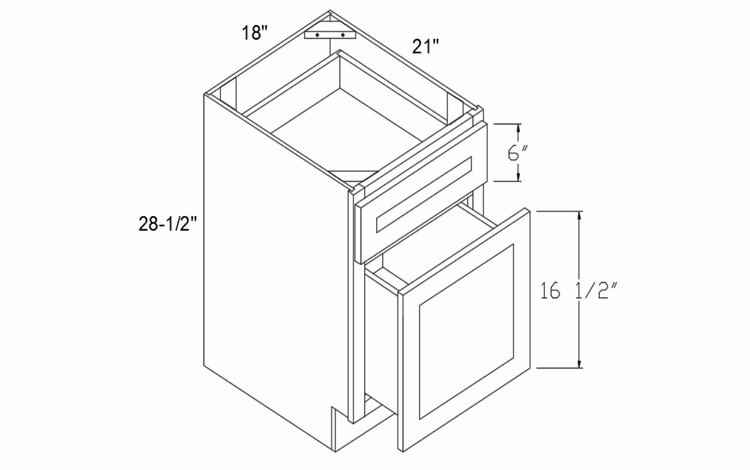 Element Glacier BFD18: Base File Drawer Cabinet: RTA Kitchen Cabinets