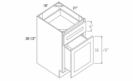Element Glacier BFD18: Base File Drawer Cabinet: RTA Kitchen Cabinets