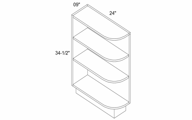Element Glacier BOES09: Base Open End Shelf Cabinet: RTA Kitchen Cabinets