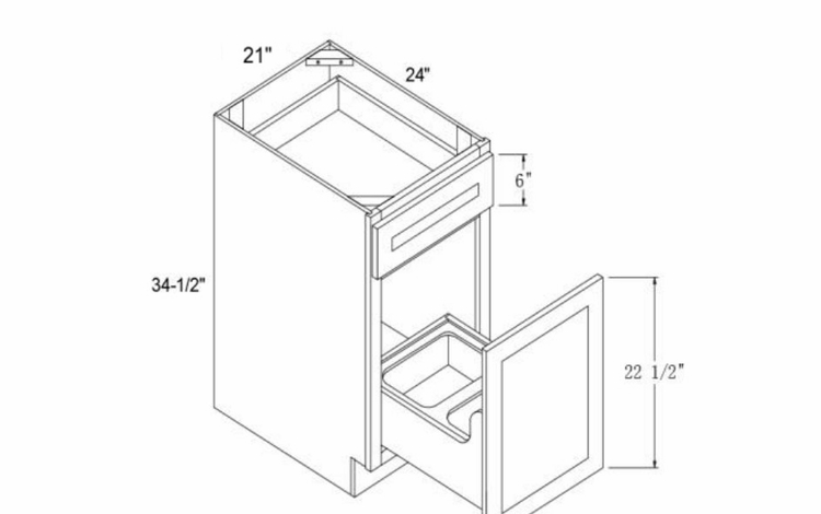 Element Glacier BWB21: Base Waste Basket Cabinet: RTA Kitchen Cabinets