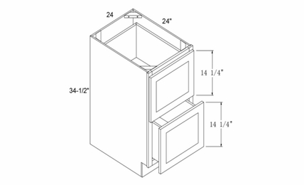 Element Glacier DB24-2: Drawer Base Cabinet With 2 Drawers: RTA Kitchen Cabinets
