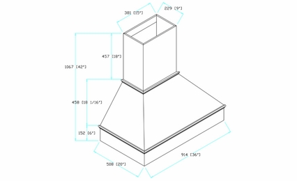 Element Glacier HoodT 3642: Hood Cover: RTA Kitchen Cabinets
