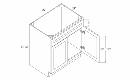 Element Glacier SB27: Sink Base Cabinet With False Drawer Front: RTA Kitchen Cabinets