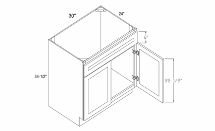 Element Glacier SB30: Sink Base Cabinet With False Drawer Front: RTA Kitchen Cabinets