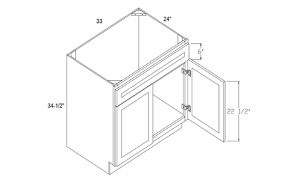Element Glacier SB33: Sink Base Cabinet With False Drawer Front: RTA Kitchen Cabinets