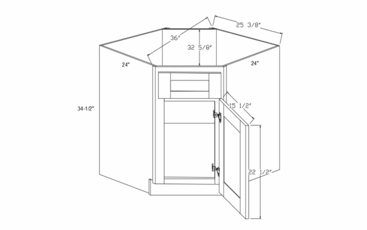 Element Glacier SBA36: Sink Base Angle Cabinet: RTA Kitchen Cabinets